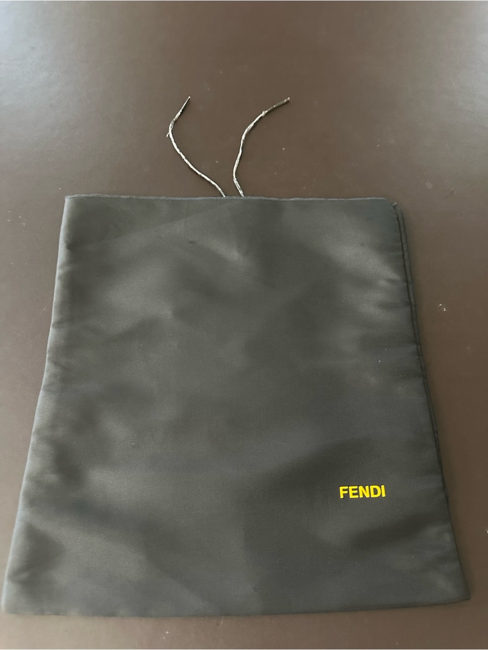 Fendi Black Drawstring Dust Bag with Yellow Logo
